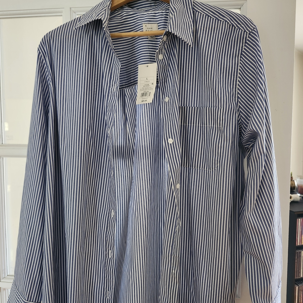 a new day Blue Casual Button Down Shirt
